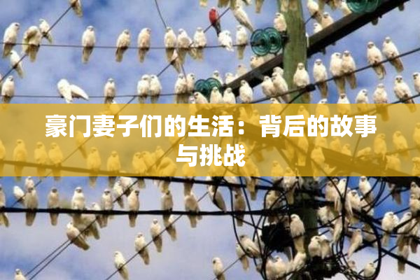 豪门妻子们的生活：背后的故事与挑战