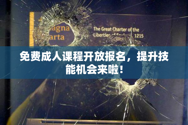 免费成人课程开放报名，提升技能机会来啦！
