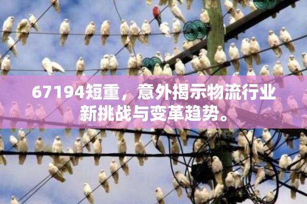 67194短重，意外揭示物流行业新挑战与变革趋势。