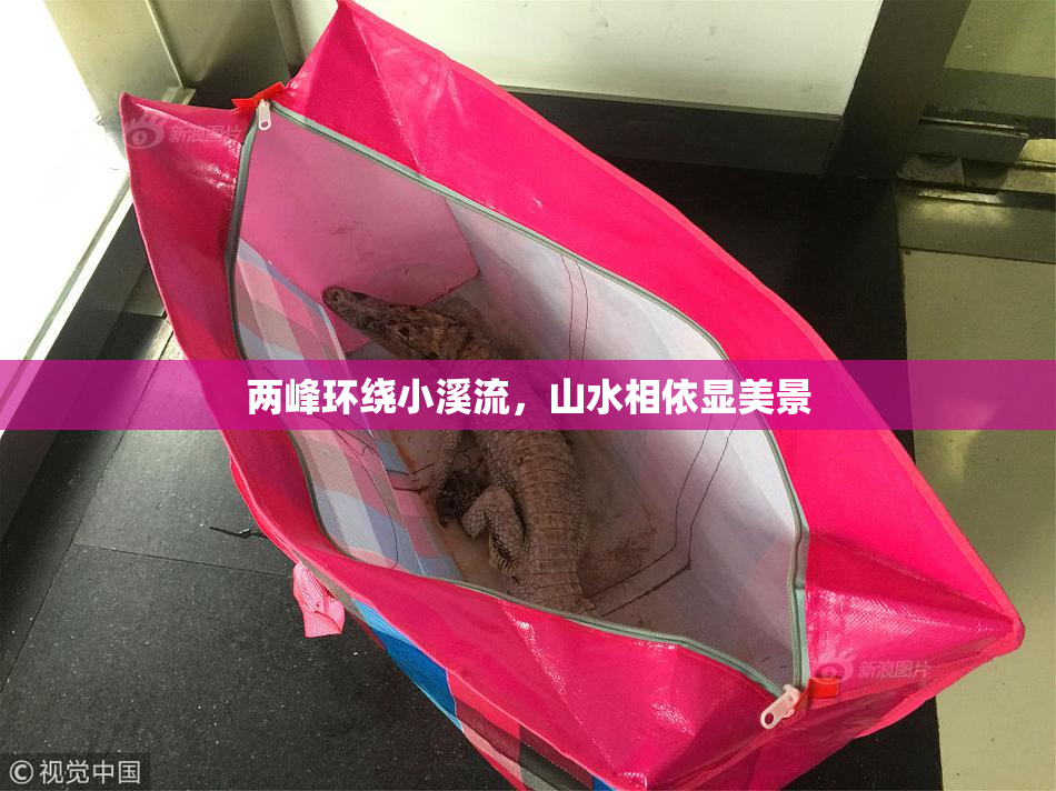 两峰环绕小溪流，山水相依显美景