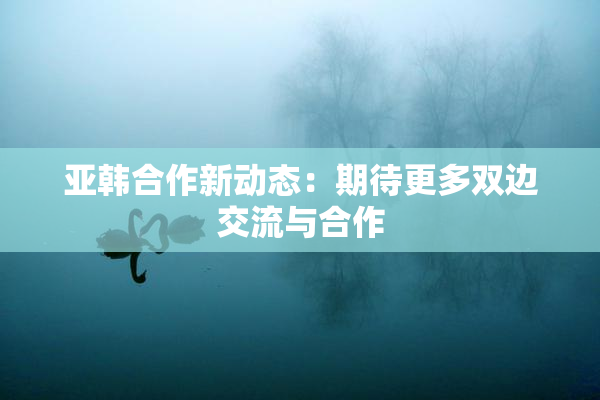 亚韩合作新动态：期待更多双边交流与合作