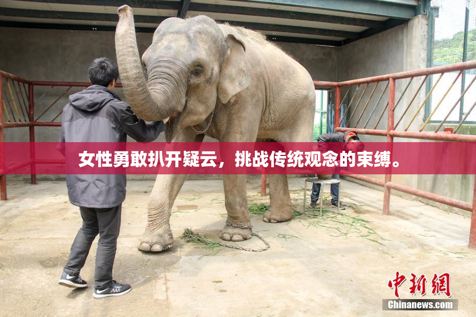 女性勇敢扒开疑云，挑战传统观念的束缚。