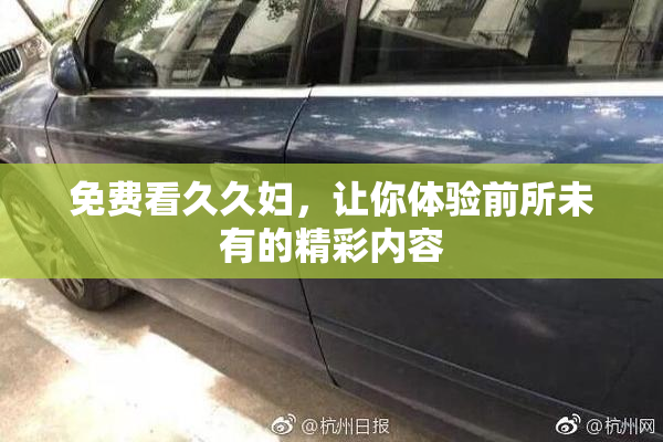 免费看久久妇，让你体验前所未有的精彩内容