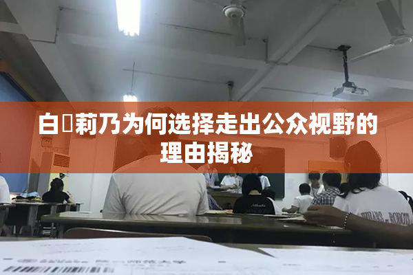 白咲莉乃为何选择走出公众视野的理由揭秘