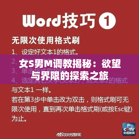 女S男M调教揭秘：欲望与界限的探索之旅