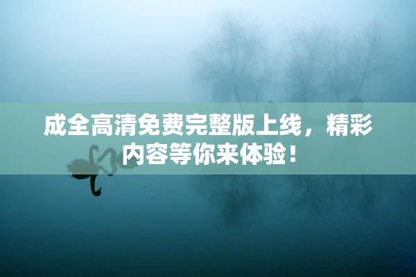 成全高清免费完整版上线，精彩内容等你来体验！