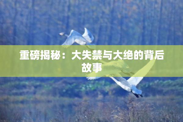 重磅揭秘：大失禁与大绝的背后故事