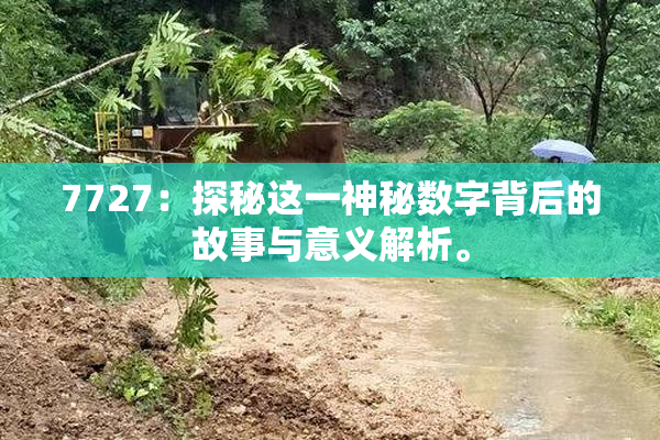 7727：探秘这一神秘数字背后的故事与意义解析。
