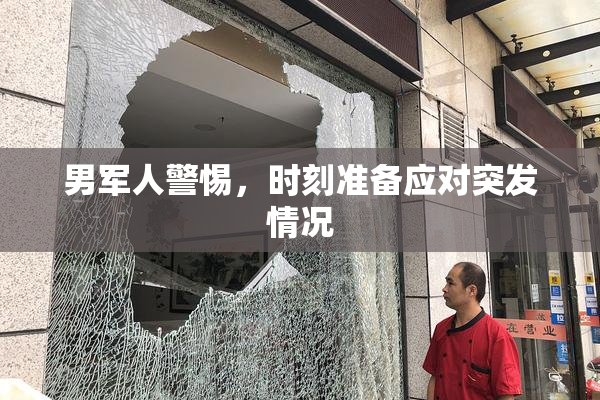 男军人警惕，时刻准备应对突发情况