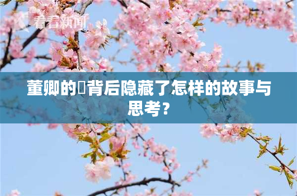 董卿的婬背后隐藏了怎样的故事与思考？